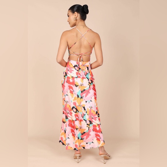 Petal & Pup: POSSE MIDI SLIP DRESS - PINK FLORAL - Picture 3 of 5
